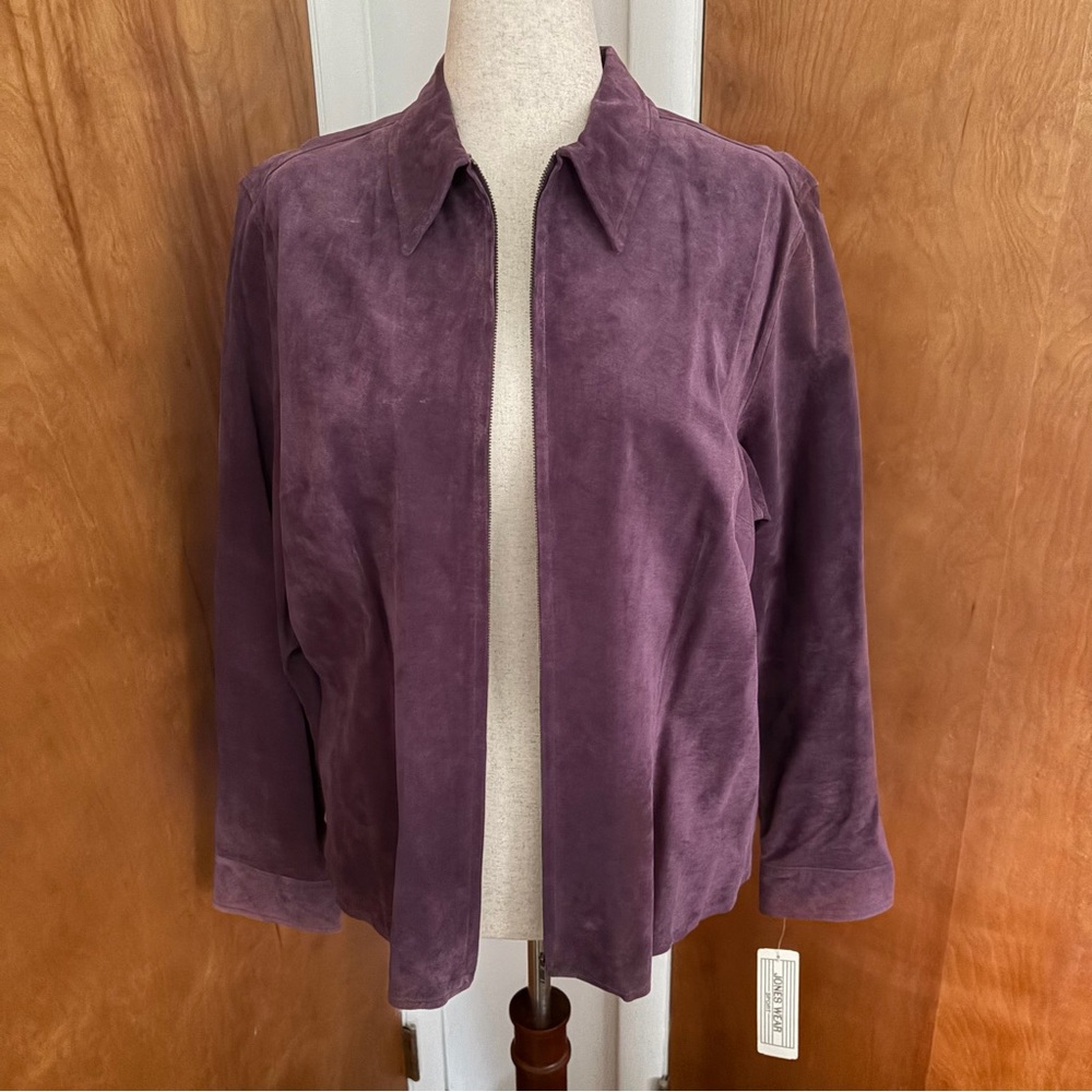 New Vintage Suede Leather Purple Jones Wear Lightweight Jacket